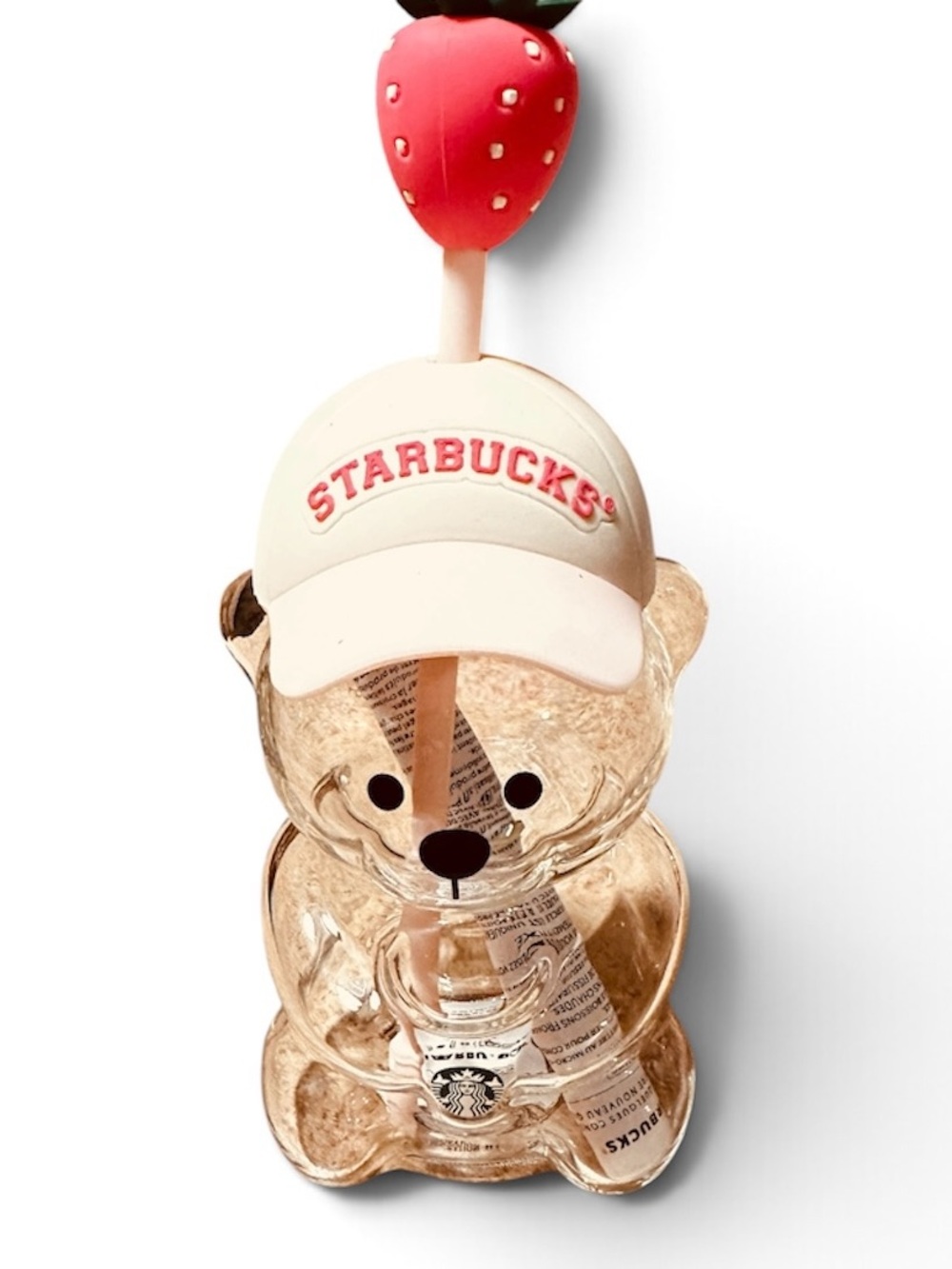 NWT 2026 Starbucks Pubk Bear sippy Cup with Cream Cap and Pink Logo.
